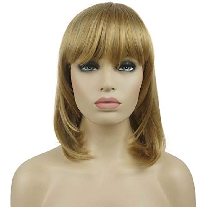 DILLARDS Lydell Synthetic Medium Length Straight Wig With Neat Bang Cosplay Wigs For Women Light Butterscotch - Image 4